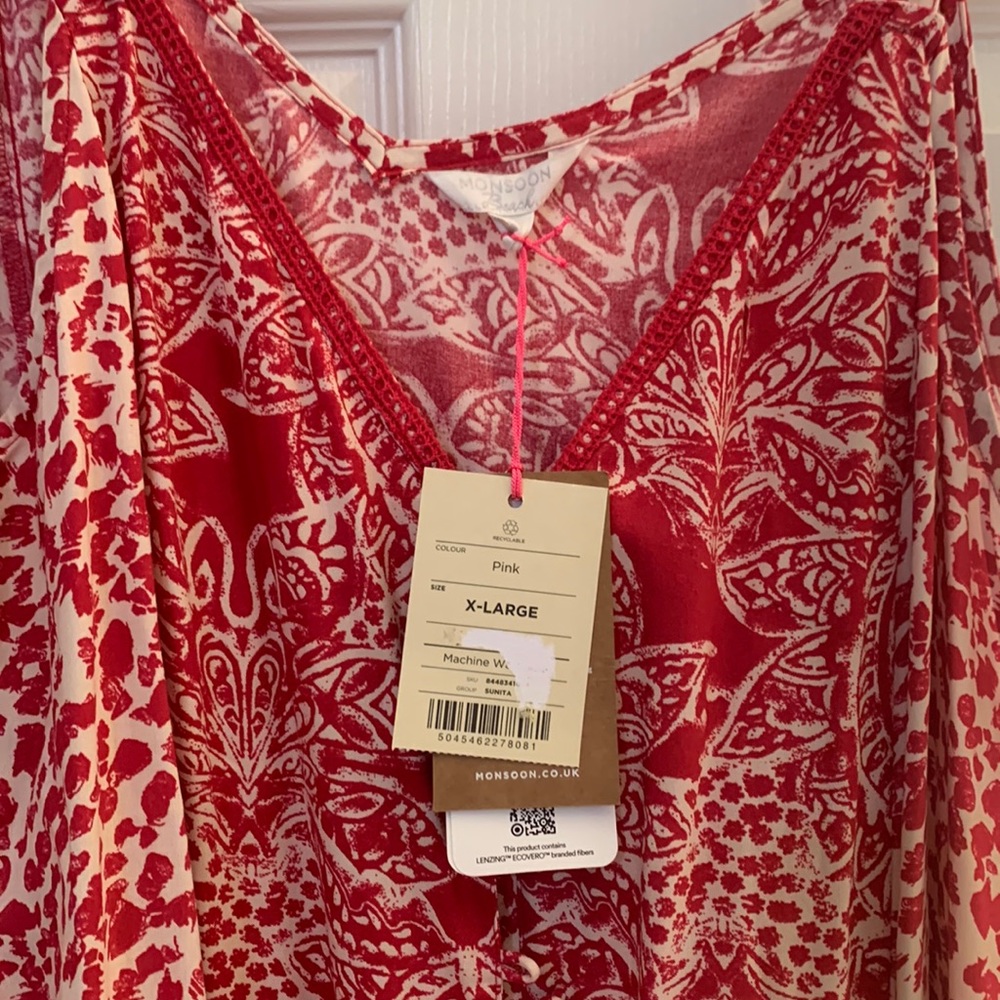 Monsoon pink and cream beach dress xl